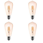 Kit 4 Lâmpada Led Filamento St64 E27 4W 2400K Nordecor