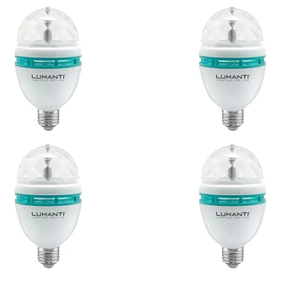 Kit 4 Lâmpada Led Party Colors 3W Rgb Bivolt Lumanti Novo