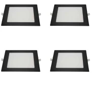 Kit 4 Painel Led Quadrado Embutir Preto 12w 6500k Kit 4 Painel Led Quadrado Embutir Preto 12w 6500k