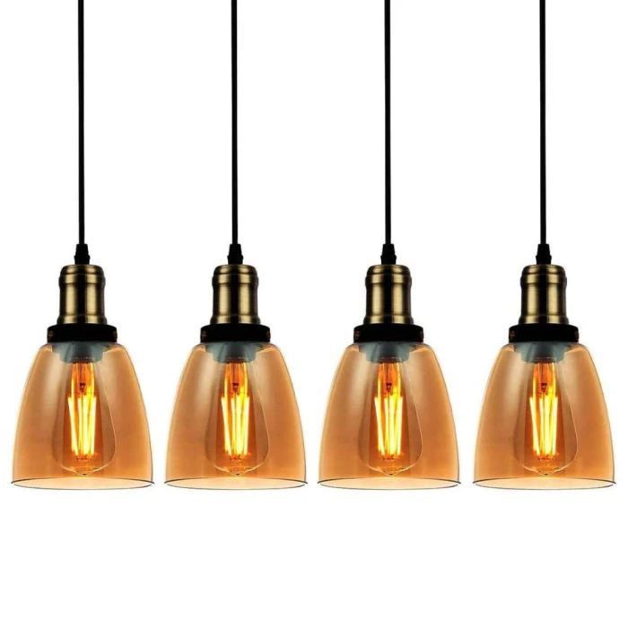 Kit 4 Pendentes Vintage Ambar Dome 1xE27 Preto Blumenau