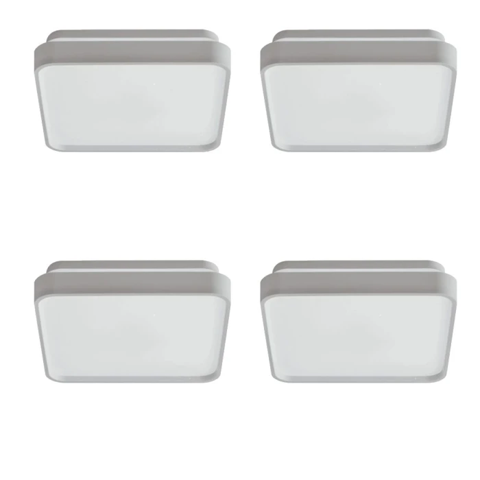 Kit 4 Plafon Led Round Branco 18W Luz Branco Quente 3000K