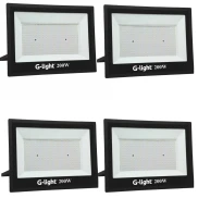 Kit 4 Refletor Led Slim G-Light 6500K 200W Bivolt Novo