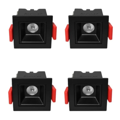 Kit 4 Un Downlight Led Embutir Evou 2W 4000K Preto Astraled