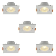 Kit 5 Spots Led De Embutir Quadrado Branco 8w 3000k Quente Kit 5 Spots Led De Embutir Quadrado Branco 8w 3000k Quente