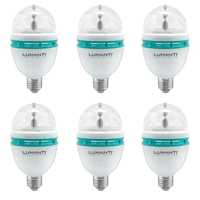 Kit 6 Lâmpada Led Party Colors 3W Rgb Bivolt Lumanti Novo