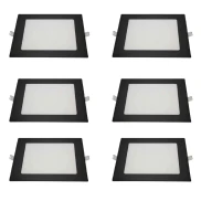 Kit 6 Painel Led Quadrado Embutir Preto 12w 6500k Kit 6 Painel Led Quadrado Embutir Preto 12w 6500k