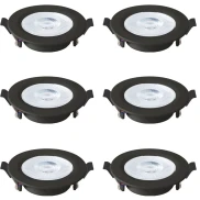 Kit 6 Spot Embutir ABS+PC 6W BiVolt Led 3.000K Preto Novo Kit 6 Spot Embutir ABS+PC 6W BiVolt Led 3.000K Preto Novo