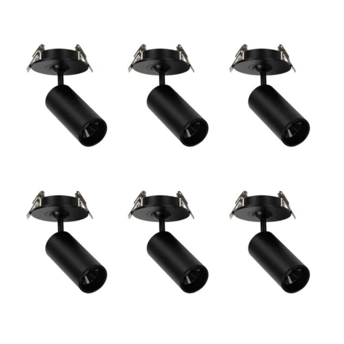 Kit 6 Spot Led Embutir Nypo 3W 3000K Preto Direcionável
