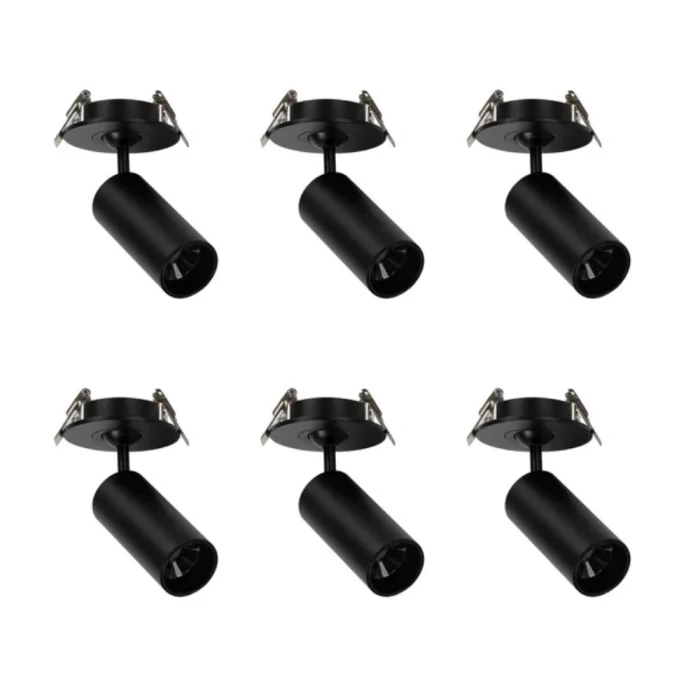 Kit 6 Spot Led Embutir Nypo 3W 3000K Preto Direcionável