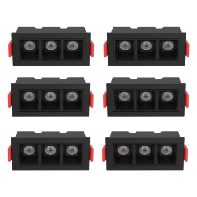 Kit 6 un Downlight Led Embutir Astraled 6W 3000K Preto