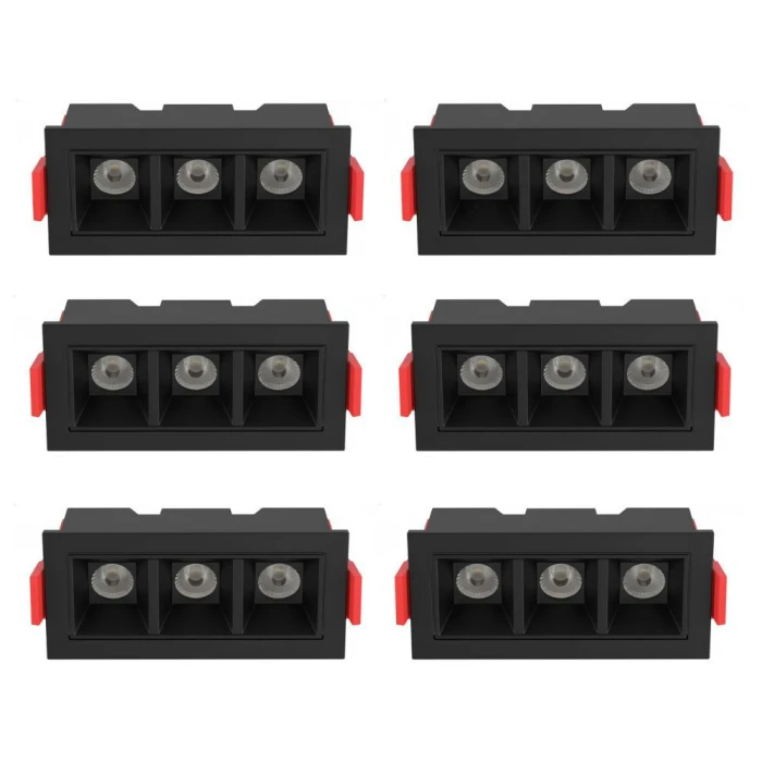 Kit 6 un Downlight Led Embutir Astraled 6W 3000K Preto