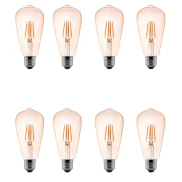 Kit 8 Lâmpada Led Filamento St64 E27 4W 2400K Nordecor