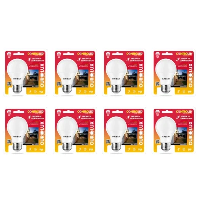 Kit 8 Lâmpadas 9W 6500K Sensor de Luminosidade Ourolux
