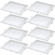 Kit 8 Painel Led Quadrado Embutir 12w 6500k Branco-Frio