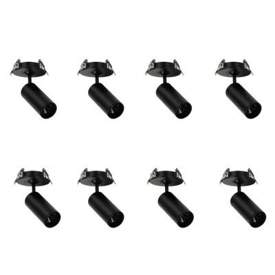 Kit 8 Spot Led Embutir Nypo 3W 3000K Preto Direcionável