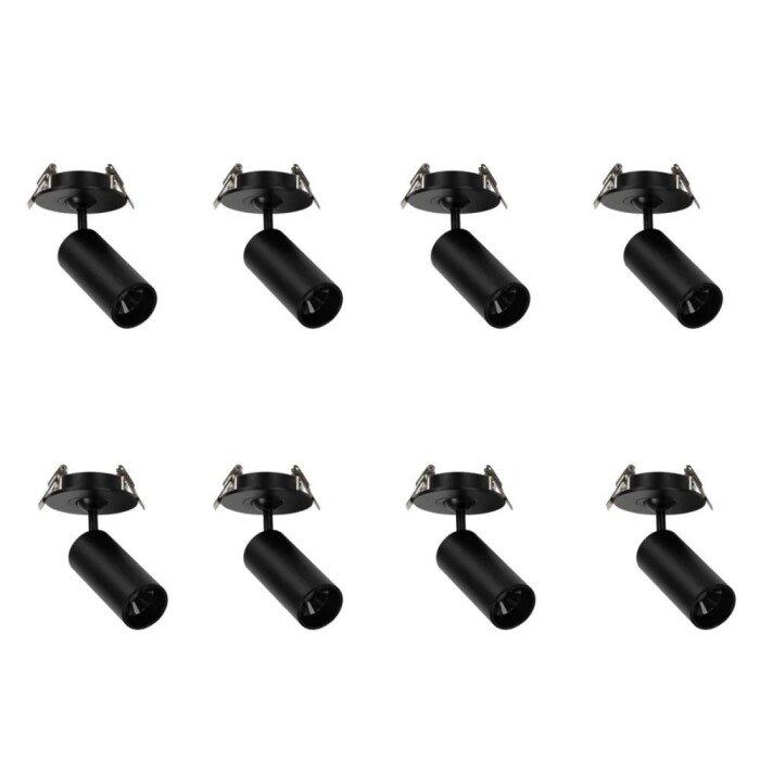 Kit 8 Spot Led Embutir Nypo 3W 3000K Preto Direcionável