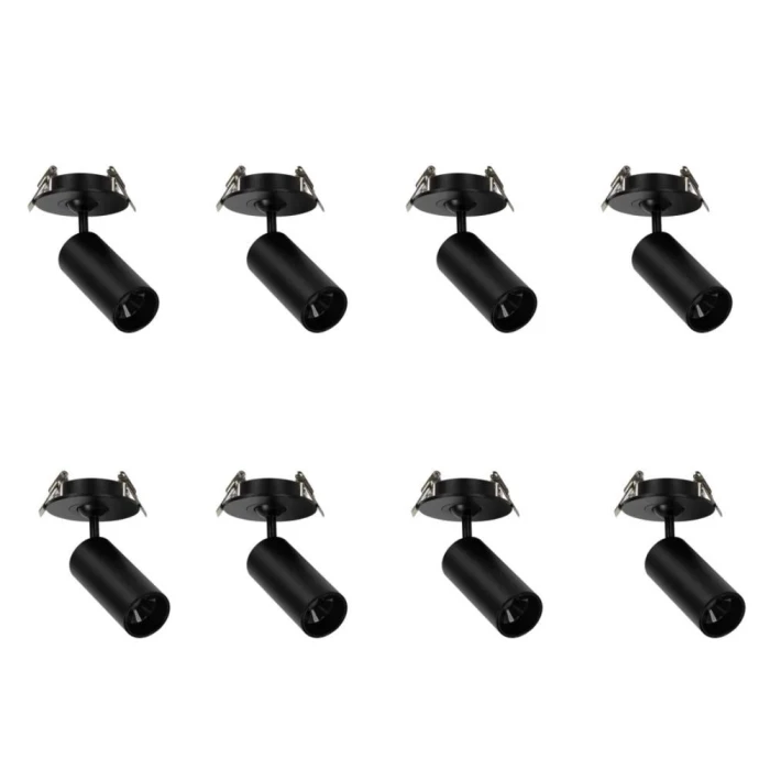 Kit 8 Spot Led Embutir Nypo 3W 3000K Preto Direcionável
