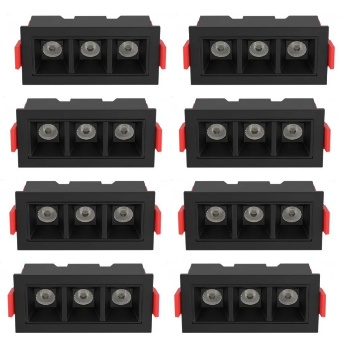 Kit 8 un Downlight Led Embutir Astraled 6W 3000K Preto