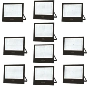 Kit Com 10 Refletor De Led Play 200W 6500K Blumenau Preto Kit Com 10 Refletor De Led Play 200W 6500K Blumenau Preto