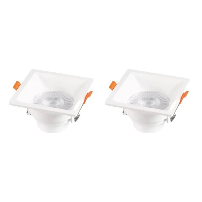 Kit Com 2 Spot Recuado Embutir Quadrado 6W 3000K Branco
