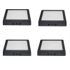 Kit Com 4 Plafon Led De Sobrepor Quadrado 12W 4100K Preto