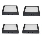 Kit Com 4 Plafon Led De Sobrepor Quadrado 12W 4100K Preto Kit Com 4 Plafon Led De Sobrepor Quadrado 12W 4100K Preto