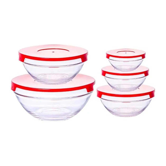Kit Com 5 Potes Hermeticos De Vidro Com Tampa Mixtou