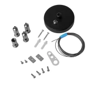 Kit De Suspensão Com Canopla 76mm Para Pendente Perfil Preto