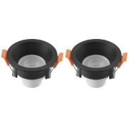kit 2 Spot Recuado Embutir Redondo 6W 3000k Bivolt Preto