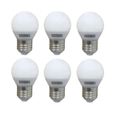 kit 6 Lâmpadas Led Bolinha Taschibra 190404 4.8w 2700k E27