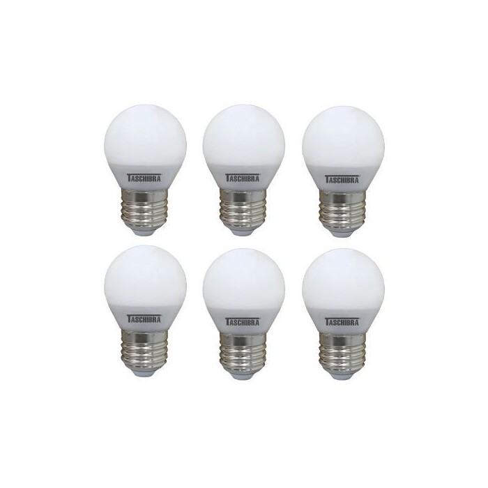 kit 6 Lâmpadas Led Bolinha Taschibra 190404 4.8w 2700k E27