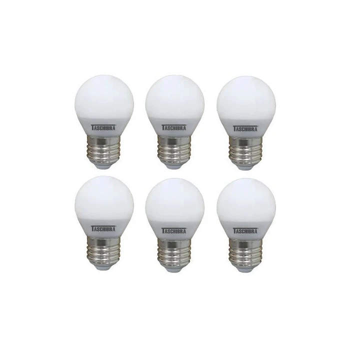kit 6 Lâmpadas Led Bolinha Taschibra 190404 4.8w 2700k E27