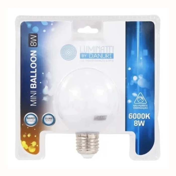 Lâmpada De Led Bivolt Mini Balloon Branca E27 8W 6000K Novo