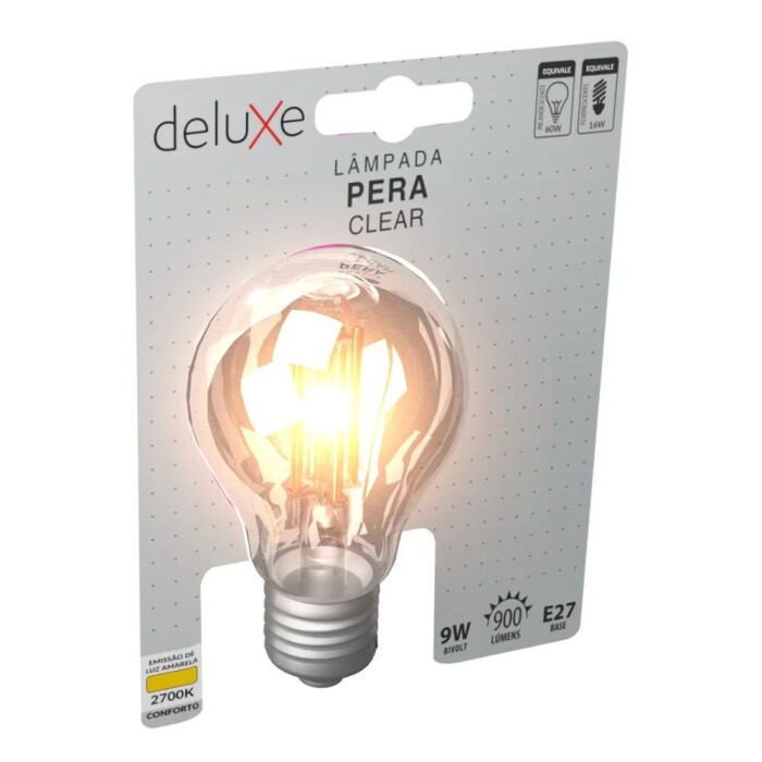Lâmpada Filamento Led Pera 9W 2700K E27 Vintage Deluxe