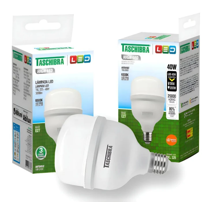 Lâmpada High Led Tkl225 E27 40W 6500K Branco Frio Taschibra