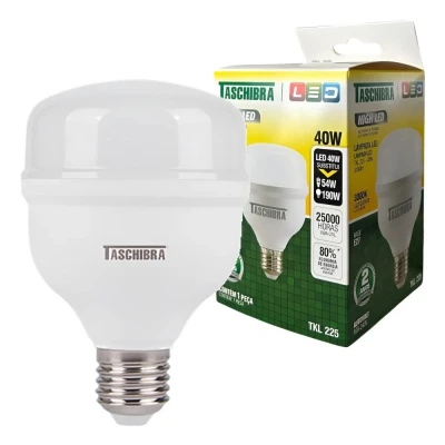 Lâmpada High Led Tkl225 E27 40w 3000k Taschibra Bivolt