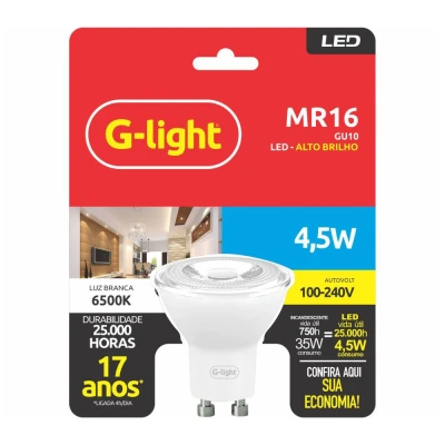 Lâmpada Led Ence Mr16 330 Lumens 4,5W 6500K Gu10 G-Light