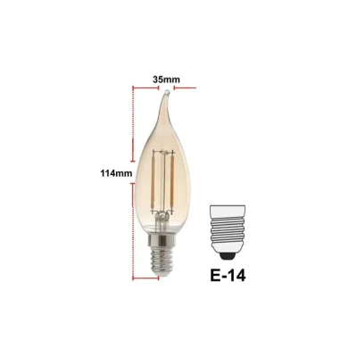 Lâmpada Vela Chama Led Filamento 2w Retrô 220v Avant
