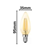 Lâmpada Vintage Vela E14 C35 4W 2400K 220V Lumanti Luz Quente