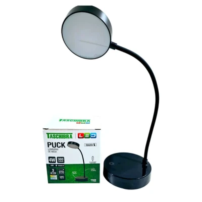 Luminaria De Mesa 4W 300 Lumens Led Puck Recarregavel Preto