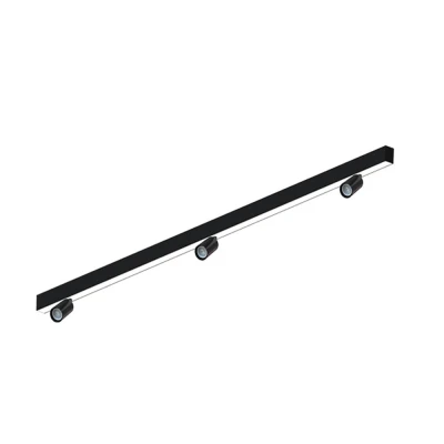Luminária Led Spire Linear + 3 Spot MR11 GU10 Preto Fosco