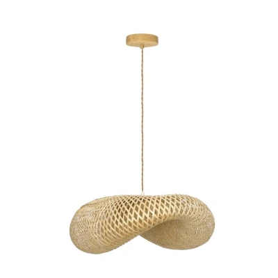 Luminária Pendente De Bambu 1X E27 Artesanal 110/220V