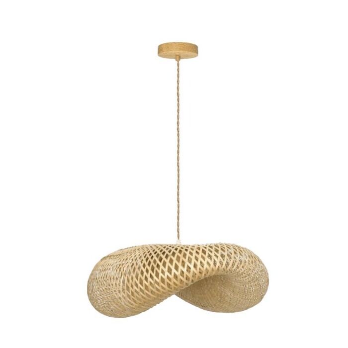 Luminária Pendente De Bambu 1X E27 Artesanal 110/220V