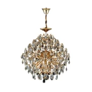 Lustre Cristal K9 8x E14 Pendente/Sobrepor Dourado Nitrolux