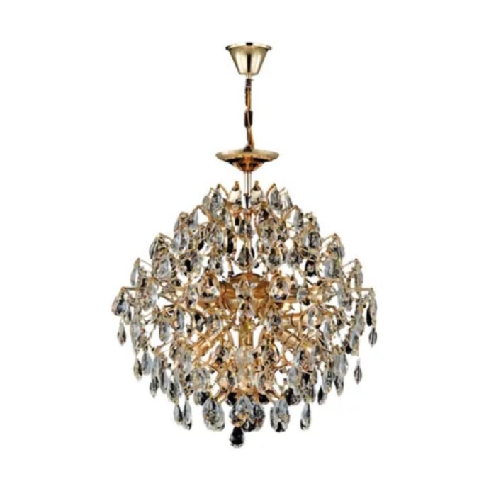 Lustre Cristal K9 8x E14 Pendente/Sobrepor Dourado Nitrolux
