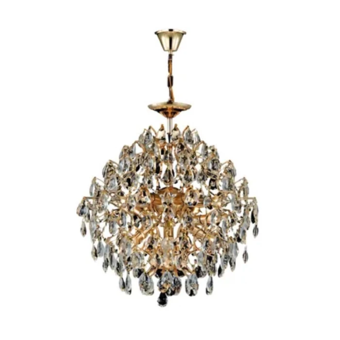 Lustre Cristal K9 8x E14 Pendente/Sobrepor Dourado Nitrolux