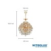 Lustre De Cristal 6x E14 Dourado Moderno Ltb-001 Nitrolux