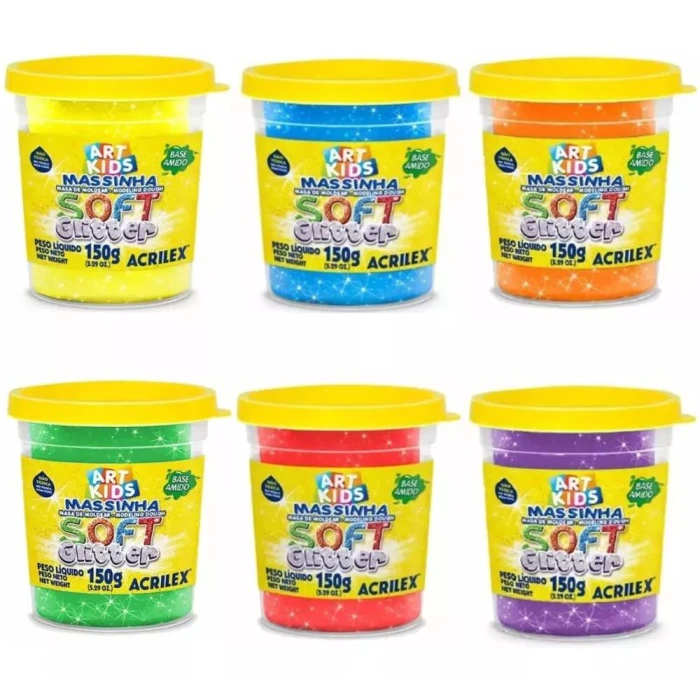 Massinha Para Modelar Soft Glitter 150G Cores Sortidas