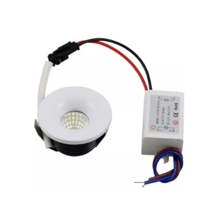 Mini Spot De Led Embutir Redondo 3W 3000K MbDecor Branco