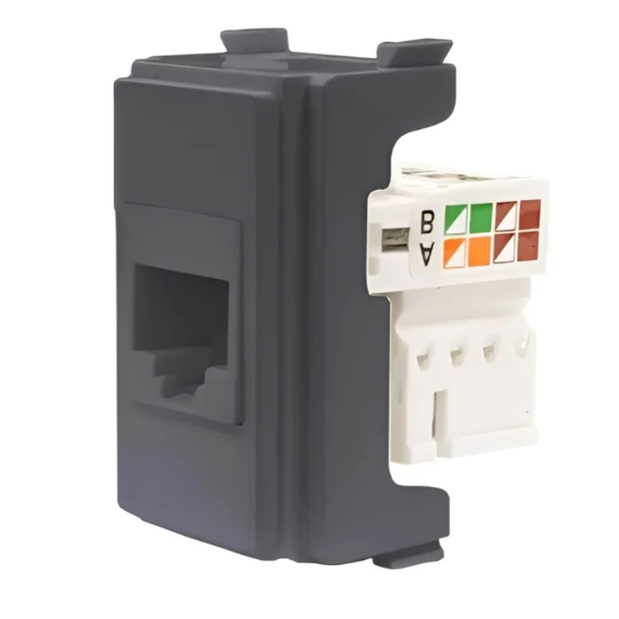 Módulo Tomada Rede RJ45 Cat5e Slim Preto Ilumi 81644